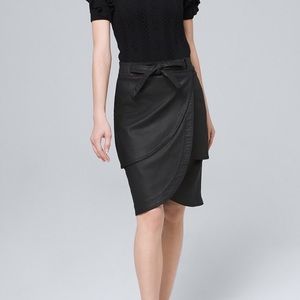 Coated Denim Wrap Skirt